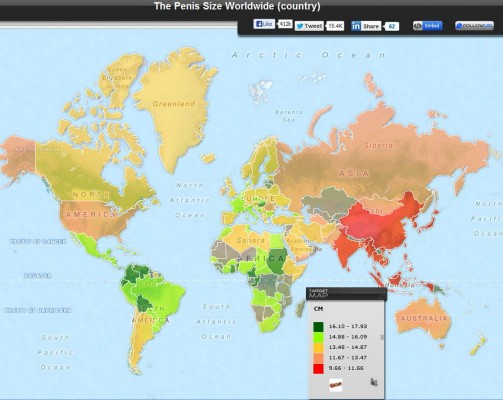 Mapa mundial do tamanho do pênis